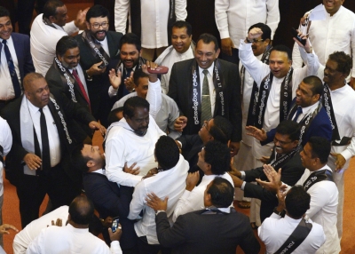 Lively action in Sri Lanka's parliament