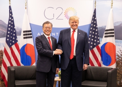 Donald Trump and Moon Jae-in at the 2018 G20 Summit