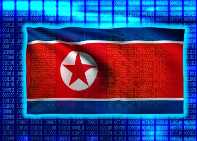 North Korean Flag on Binary code	