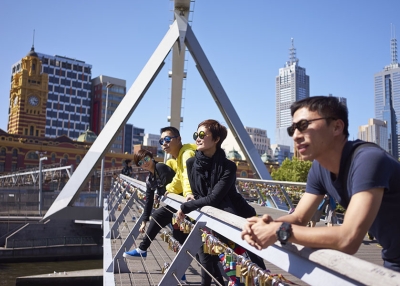 People on Melbourne bridge
