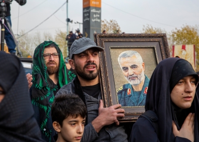 Protesters in Tehran mourn the death of Qassim Suleimani