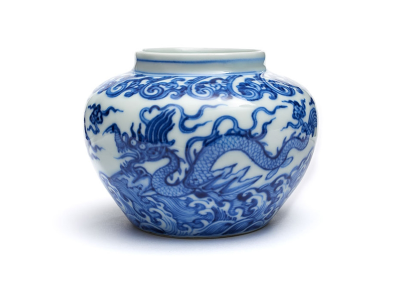 Jar, Chenghua era, 1465-1487, China, Jiangxi Province. Porcelain painted with underglaze cobalt blue