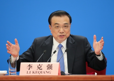 Chinese Premier Li Keqiang speaks at a news conference