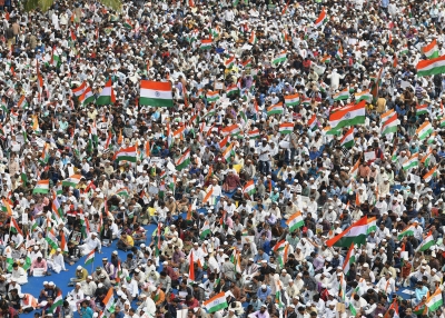 Demonstrators gather at the Quddus Saheb Eidgah grounds to take part in a rally against India's new citizenship law in Bangalore on December 23, 2019. - The wave of protests across the country marks the biggest challenge to Modi's government since sweeping to power in the world's largest democracy in 2014.