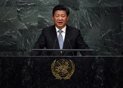 Xi Jinping, President of the Peoples Republic of China addresses the 70th Session of the UN General Assembly September 28, 2015 in New York.