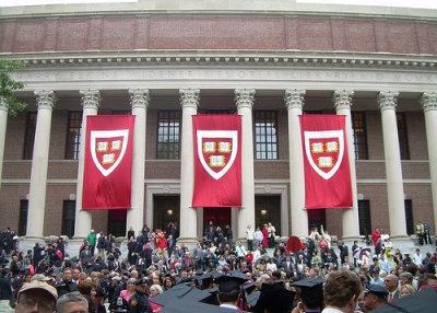 A commencement ceremony in 2008 at Harvard University. (Flickr/ilamont.com)