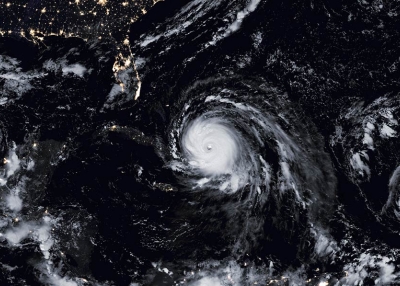 A view of three hurricanes in the Atlantic ocean (CIRA/NOAA)