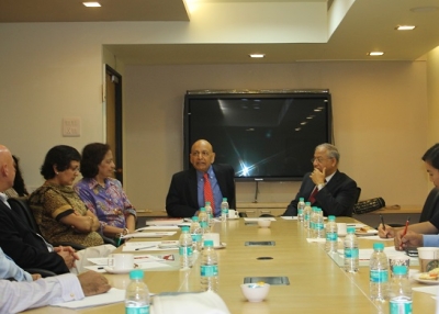Anil Gupta (L) and Girija Pande (R) in Mumbai on July 18, 2014. (Asia Society India Centre)