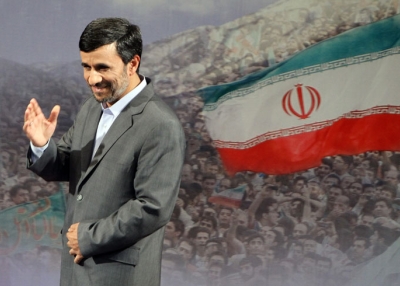 Iranian President Mahmoud Ahmadinejad gestures after speaking to the press in Tehran on June 28, 2010. (Atta Kenare/AFP/Getty Images) 