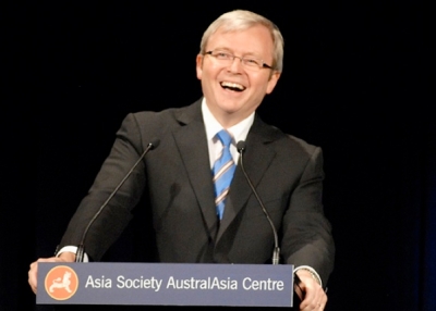 Australian Prime Minister the Hon. Kevin Rudd addresses the Asia Society. (Jan Kuczerawy/Asia Society)