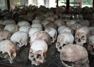 "Khmer Rouge Legacy." Skulls at Choeung Ek Memorial, outside of Phnom Penh, Cambodia. (NewportPreacher/Flickr)