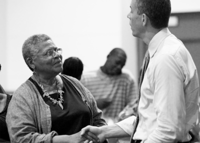 Minnijean Brown Trickey (left), one of the "Little Rock Nine," with Secretary Duncan. (ed.gov)