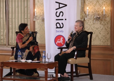 Asia Society President Emerita Vishakha N. Desai and Ambassador Nancy Powell discuss Indo-U.S. bilateral relations in Mumbai on Sept. 10, 2012. (Asia Society India Centre)