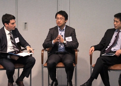 Sean Creehan, Tasuku Kuwabara and Michael Chui at the panel discussion (Asia Society) 