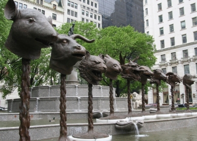 Ai Weiwei's Circle of Animals/Zodiac Heads now on view in New York City, May 4, 2011. (Elaine Merguerian)
