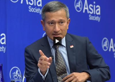 Singapore's Minister for Foreign Affairs Dr. Vivian Balakrishnan speaking at Asia Society New York