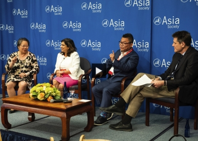 Niharika Shah, Daphne Kwok, Jeff Lin, and Tom Nagorski at  Asia Society's 2018 Corporate Insights Summit. 
