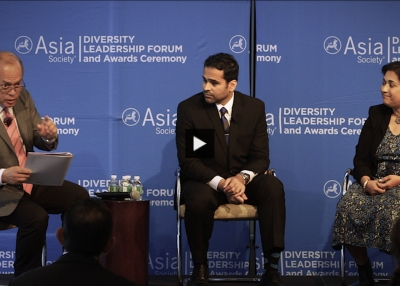 Fabian DeRozario, Mohammed Farshori, and Sharmila Fowler in conversation at Asia Society's 2018 Corporate Insights Summit.