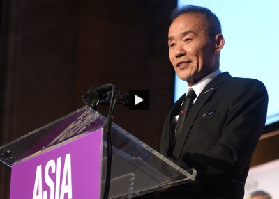 Wang Shi at Asia Society's 2018 Asia Game Changer Awards.