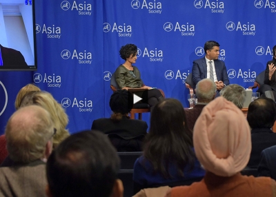 James Crabtree, Somini Sengupta, Ravi Agrawal, and Arundhati Katju at Asia Society New York.