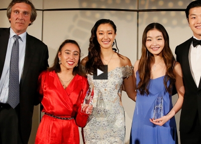 Left to right: Brian Treiger, Katelyn Ohashi, Tiffany Chu, Maia Shibutani, Alex Shibutani.