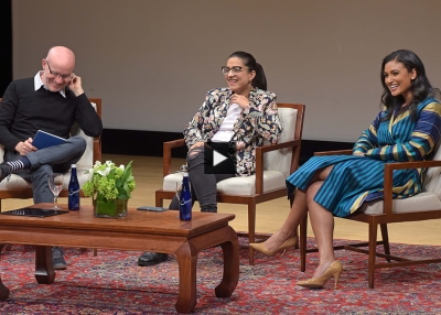 Reshma Saujani, Nina Davuluri, and Andrew McLaughlin at Asia Society New York