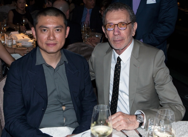 Beijing-based painter Li Songsong (L) with art dealer and Pace Gallery founder Arne Glimcher. (Eric Powell/Asia Society)