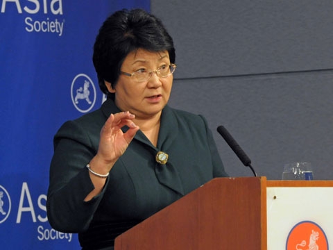Kyrgyzstan President Roza Otunbayeva at Asia Society in New York on Nov. 22, 2011. 