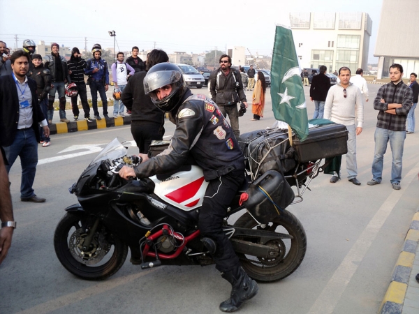 Khan in Lahore, Pakistan, the final stop on his journey. (Zeeshan Nasir/Flickr)