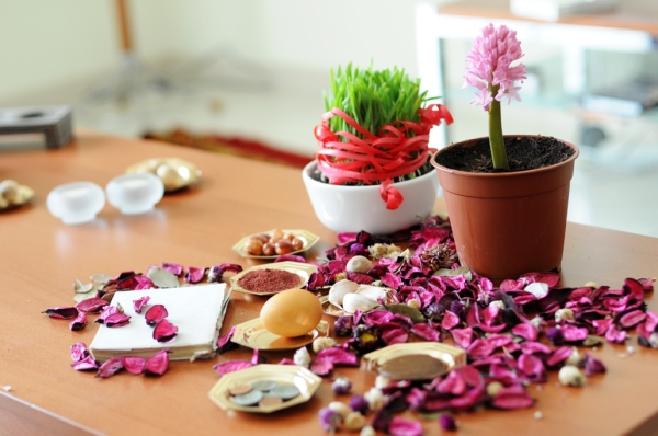 A traditional Nowruz display known as the Seven S’s, or Haft Seen. (Ehsan Khakbaz/Flickr)