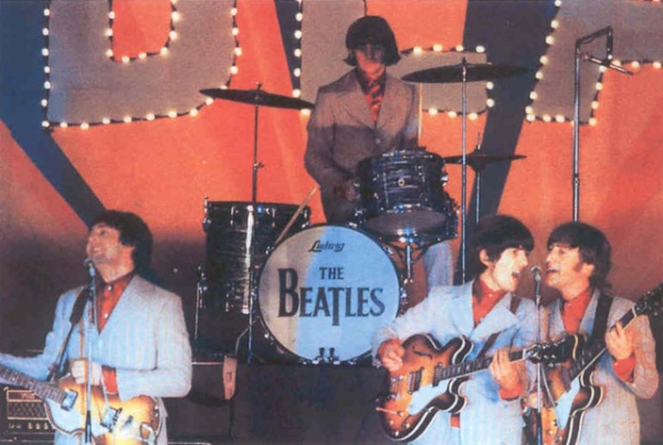 The Beatles in concert in Japan in 1966.