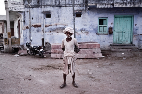 An old man poses for the camera in Narlai, India on March 16, 2012. (Akshay Mahajan/Flickr)