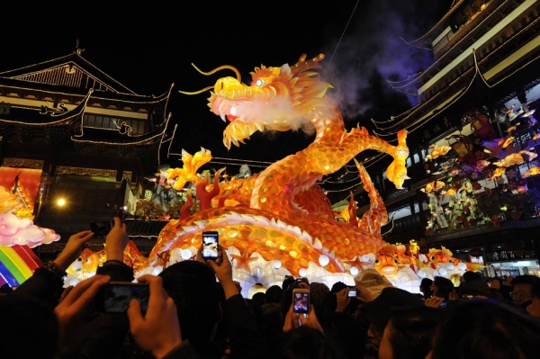 Thousands of people visit a lantern festival in Shanghai, on January 23, 2012. (Peter Parks/AFP/Getty Images)