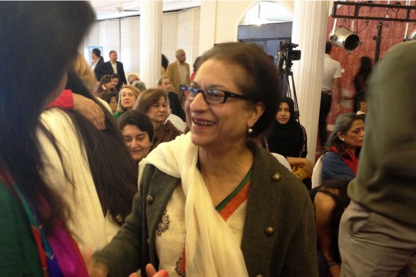 Lawyer and human rights activist Asma Jahangir appeared at a panel on human rights in Pakistan on Saturday, February 16, 2013. (Annie Ali Khan)