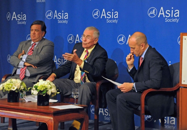 L to R: Bill Richardson, Donald Gregg, and Jon Williams at Asia Society New York on July 11, 2013. (Elsa Ruiz/Asia Society)