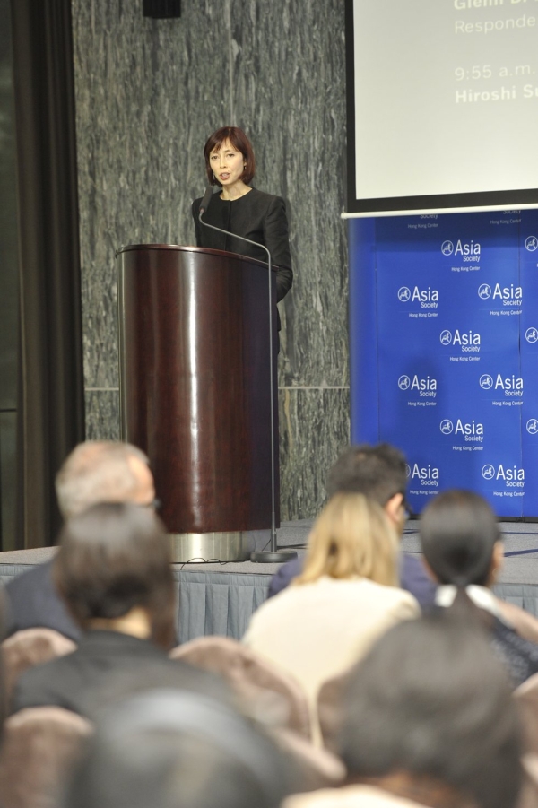 Asia Society Museum Director Melissa Chiu welcomes the crowd to the Arts & Museum Summit at Asia Society in Hong Kong on November 22, 2013. (Nick Mak/Asia Society)
