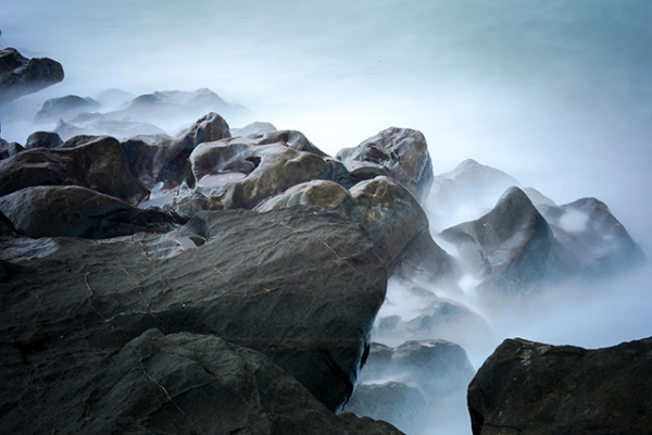 A heavy mist rolls over the cold beauty of rock formations in  San Joaquin, Iloilo, Philippines on January 2, 2014. (Eduardo S. Seastres)