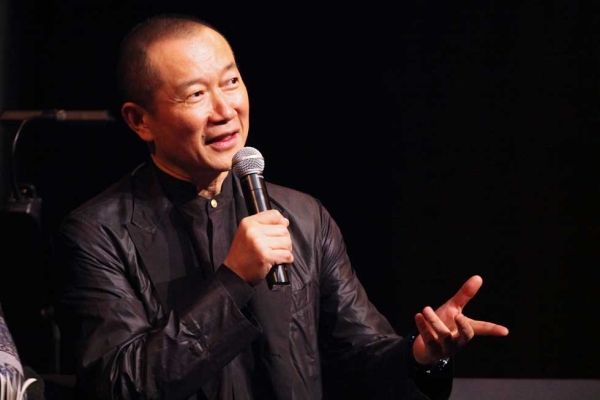 Composer Tan Dun, Head of the Artistic Advisory Committee for Rising Artists' Works, the China Shanghai International Arts Festival, helped moderate the artist Q & A at Asia Society New York on Jan. 13, 2015. (Ellen Wallop/Asia Society)