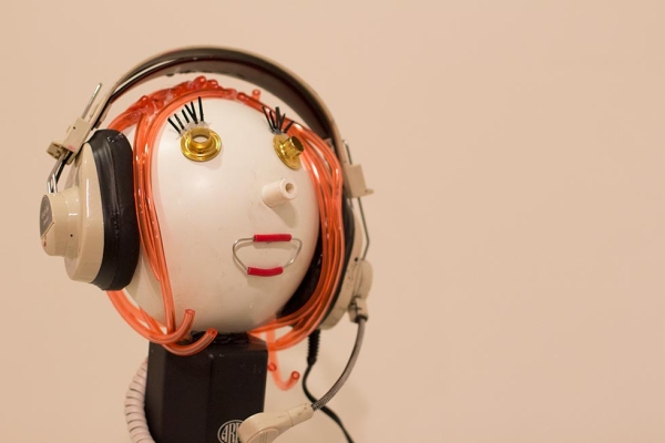 “Lots of kids love playing games so we added a headset, keyboard, controller, and computer mouses.” (Detail of Sister from Robot Family Sculptures by P.S. 75, Manhattan. Photo: Tahiat Mahboob)