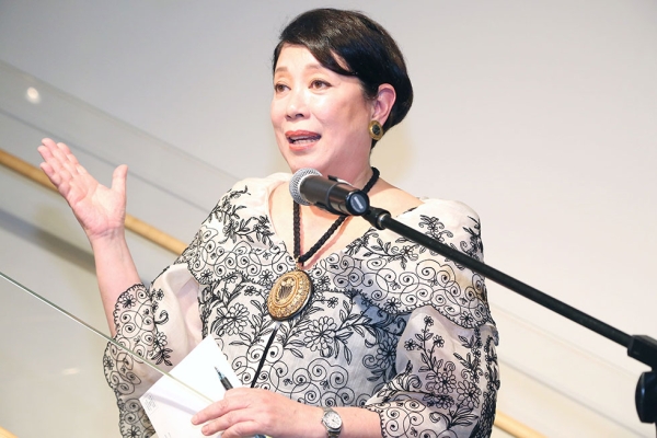 Doris Ho speaks at the Philippine Gold Opening Gala on September 10, 2015. (Sylvain Gaboury/Patrick McMullan Company)