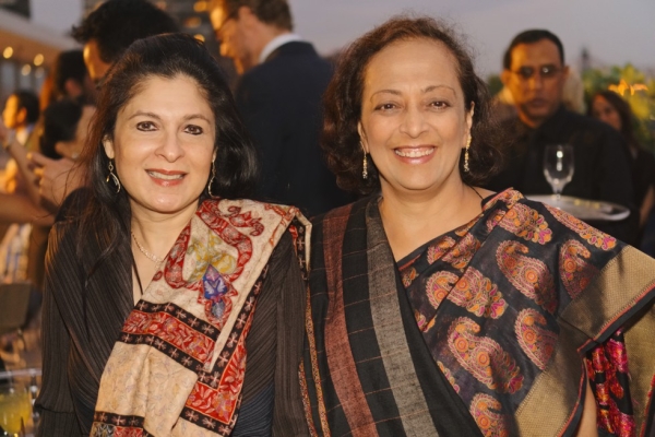Anuradha Mahindra (L) and Bunty Chand at the 2015 Asia Game Changers award ceremony on October 13, 2015. (Jamie Watts/Asia Society)