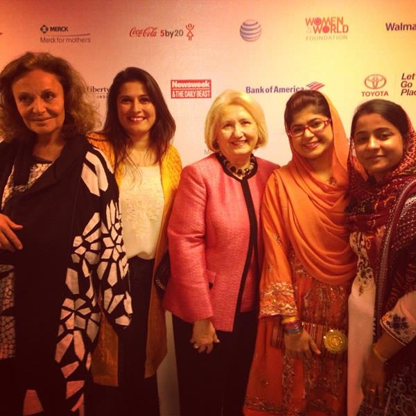 Diane Von Furstenberg, Sharmeen Obaid-Chinoy, Ambassador Melanne Verveer, Khalida Brohi, Humaira Bachal 
Photo credits: Dream Foundation Trust