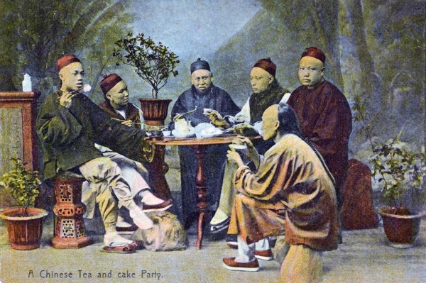 "A Chinese Tea and Cake Party." 1908. (M. Sternberg, Hongkong/New York Public Library)