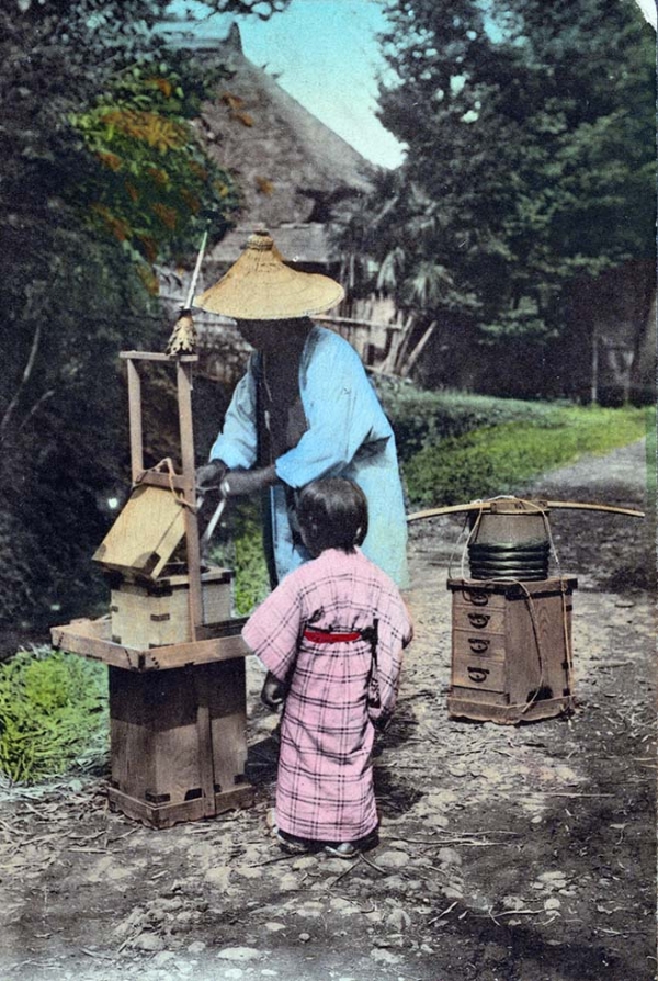 "A Japanese cake (ame) seller." 1907-1919. (New York Public Library)
