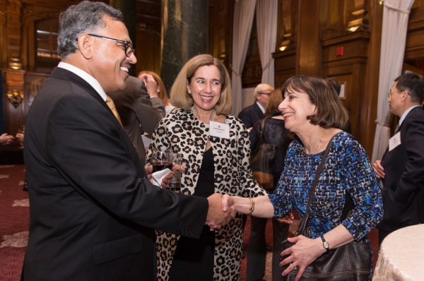 His Excellency Arjun Kumar Karki, Ambassador of Nepal to the United States (right) with Wendy Cutler, Vice President of Asia Society Policy Institute (right) and Sarah Papineau, Senior Advisor at Asia Society (center).
(Nick Khazal/Asia Society)