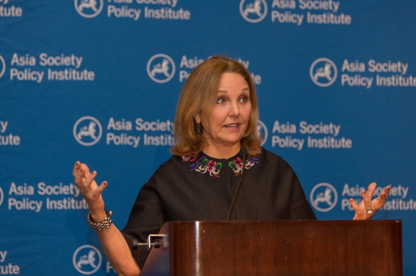 Josette Sheeran, President and CEO of Asia Society, addresses the guests. (Nick Khazal/Asia Society)
