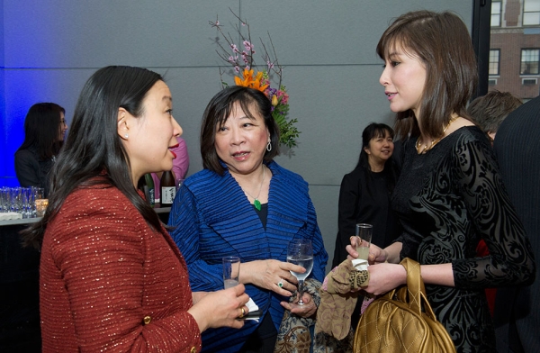 Michelle Yun, Senior Curator, Modern and Contemporary Art, Asia Society; Karen Wang; and Kelly Wang during the event on March 15, 2016. (Asia Society/Elena Olivo)