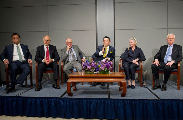 Michael Feng, John Weber, Jack Wadsworth, Boon Hui Tan, Ann Kinney, and Jim Lally during the event on March 15, 2016. (Asia Society/Elena Olivo)