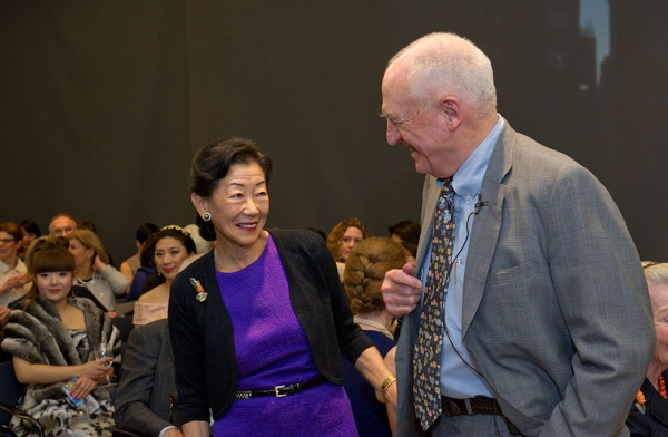 Lulu Wang, Asia Society Trustee; and Jack Wadsworth during the event on March 15, 2016. (Asia Society/Elena Olivo)