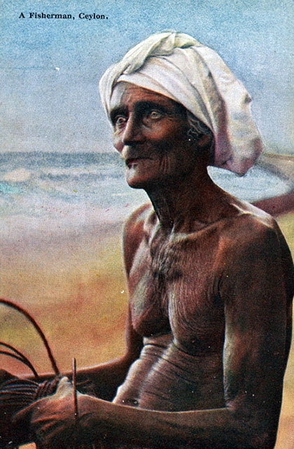 "A fisherman, Ceylon." (A.W.A. Plâté & Co./New York Public Library)